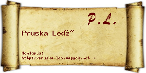 Pruska Leó névjegykártya